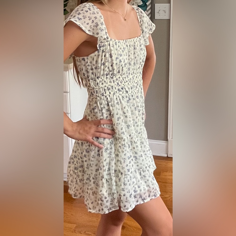 Altar'd State Cream and Blue Floral Dress